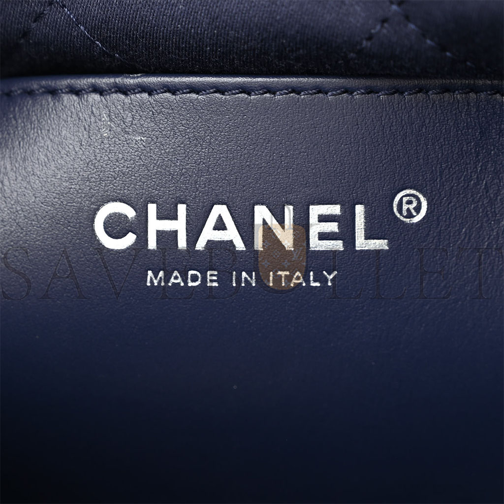 CHANEL STITCHED DENIM QUILTED MINI CHANEL 22 BLUE (19*18*6cm)