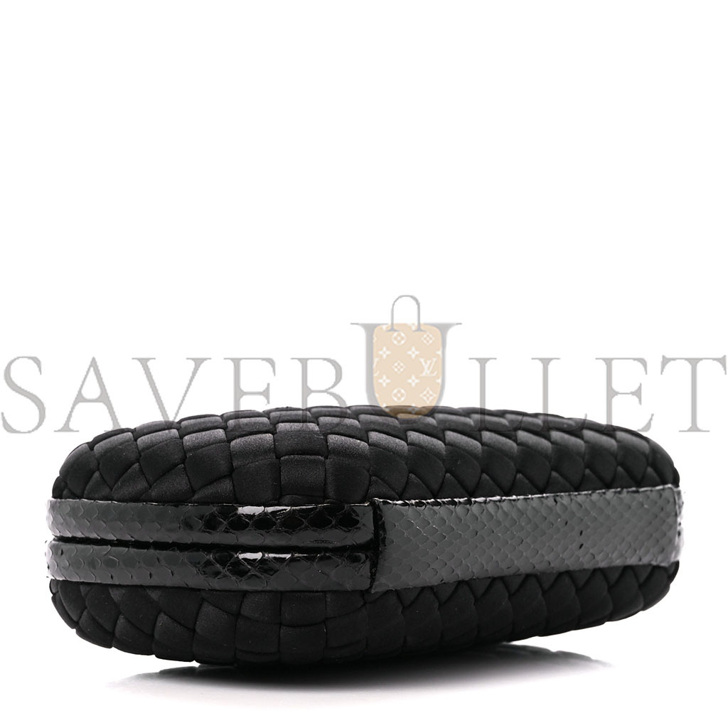 BOTTEGA VENETA SATIN INTRECCIO IMPERO AYERS KNOT CLUTCH BLACK (17*10*4cm)