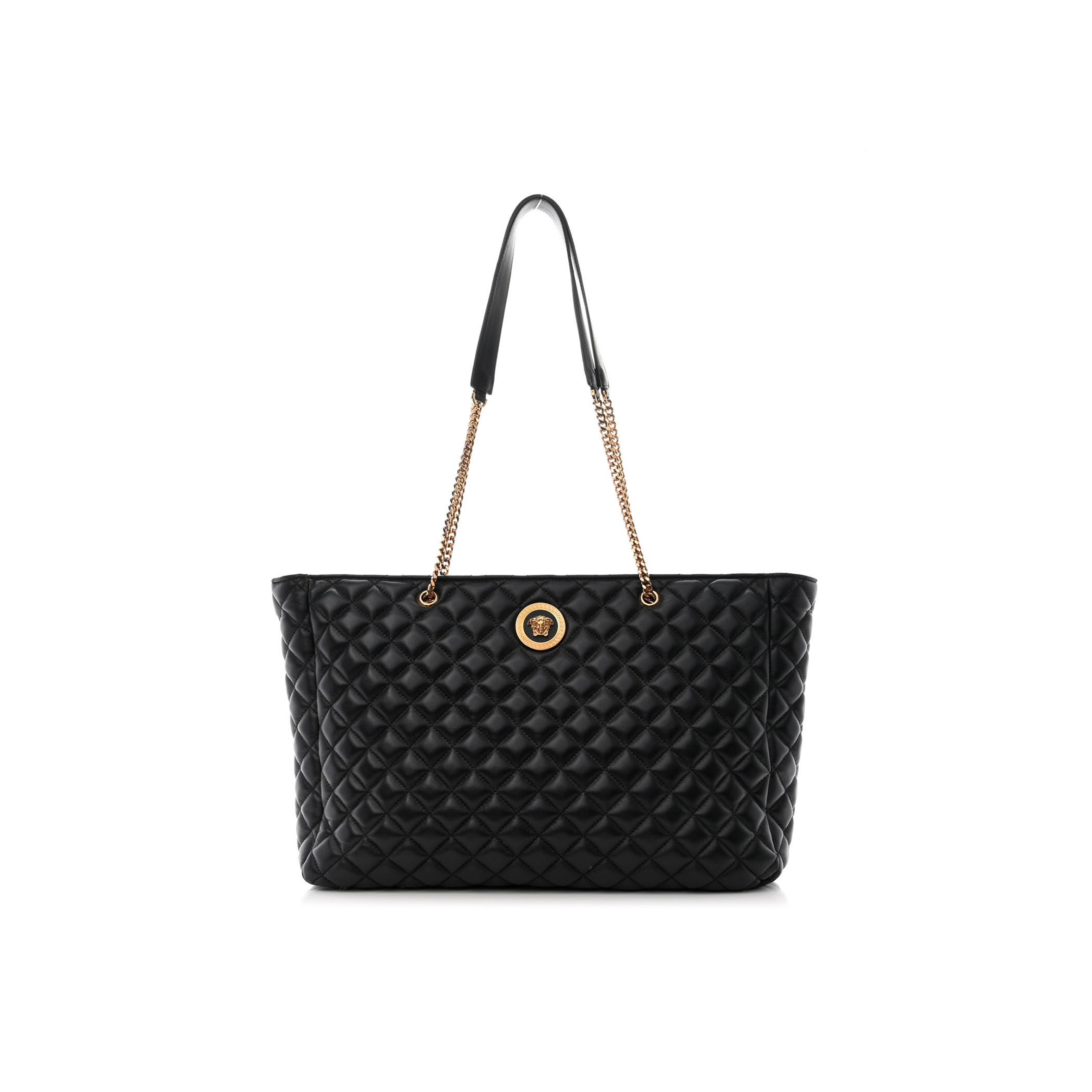 VERSACE NAPPA QUILTED LA MEDUSA CHAIN TOTE BLACK (37*25*10cm)