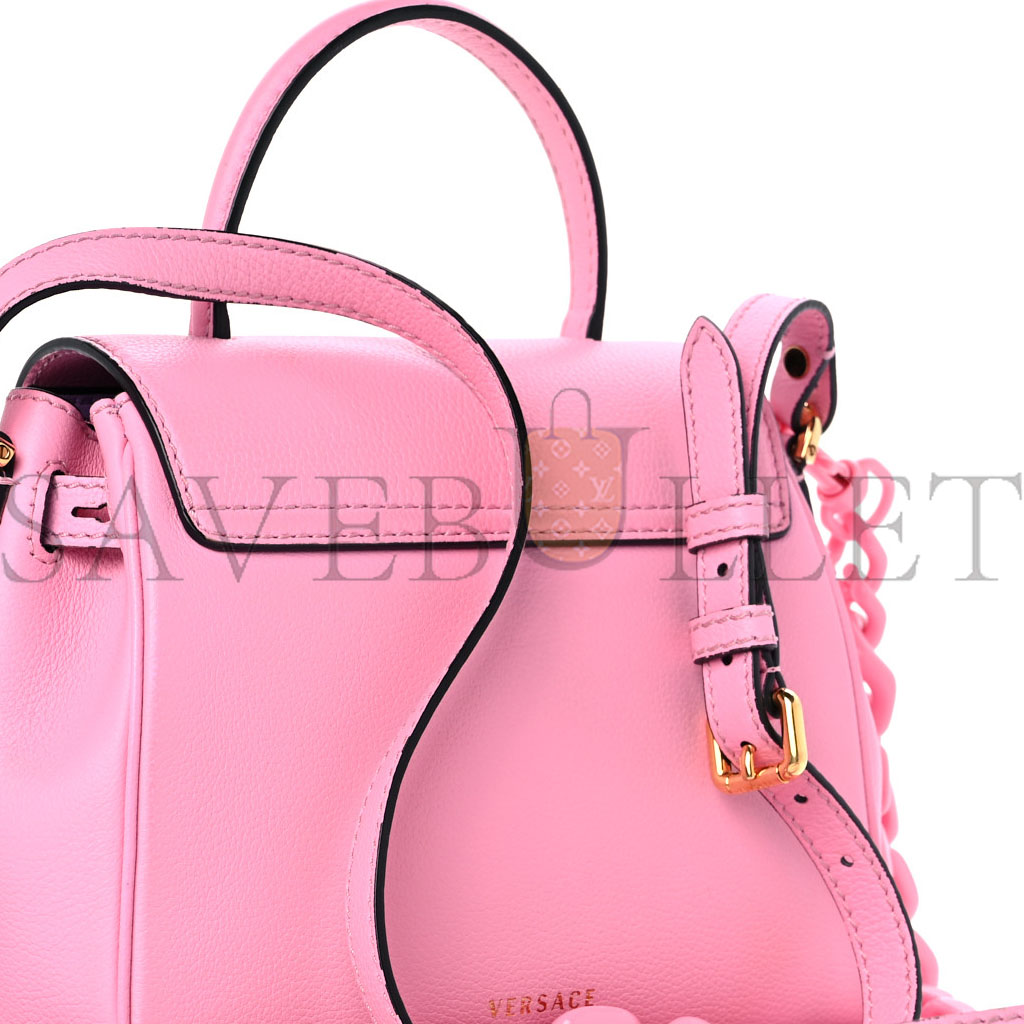 VERSACE GRAINED CALFSKIN SMALL LA MEDUSA TOP HANDLE BAG PINK  (20*18*10cm)