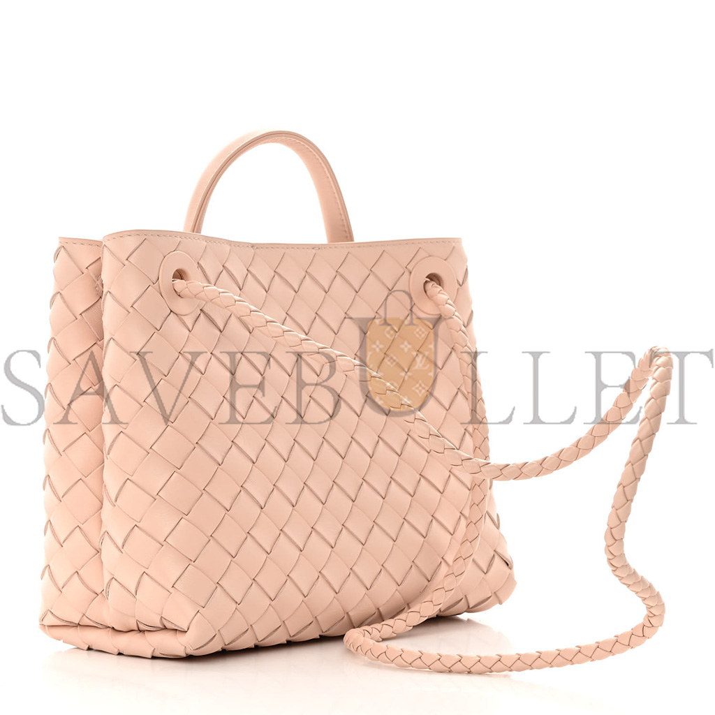 BOTTEGA VENETA NAPPA INTRECCIATO SMALL ANDIAMO SHOULDER BAG NUDE  (25*20*10cm)