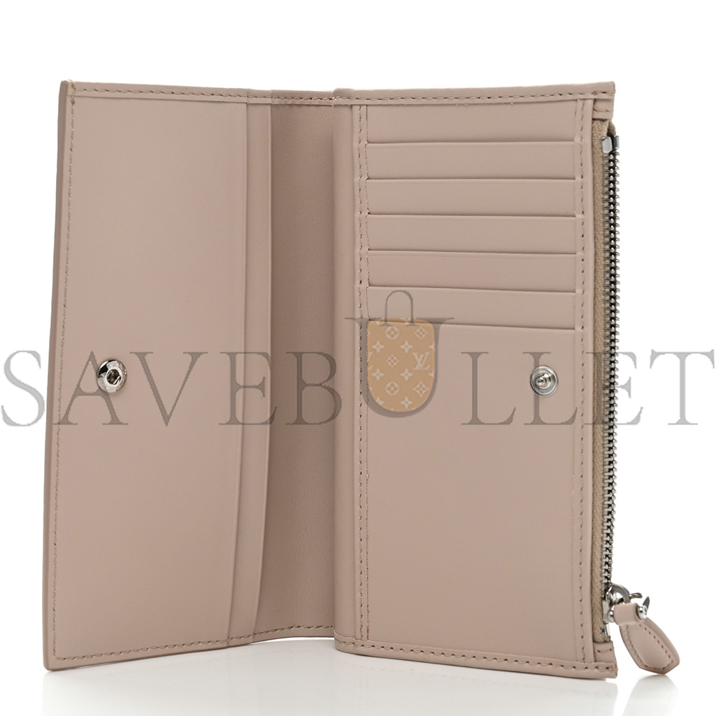 PRADA VITELLO DAINO TRIANGLE CONTINENTAL ZIP WALLET NINFEA (16*10*2cm)