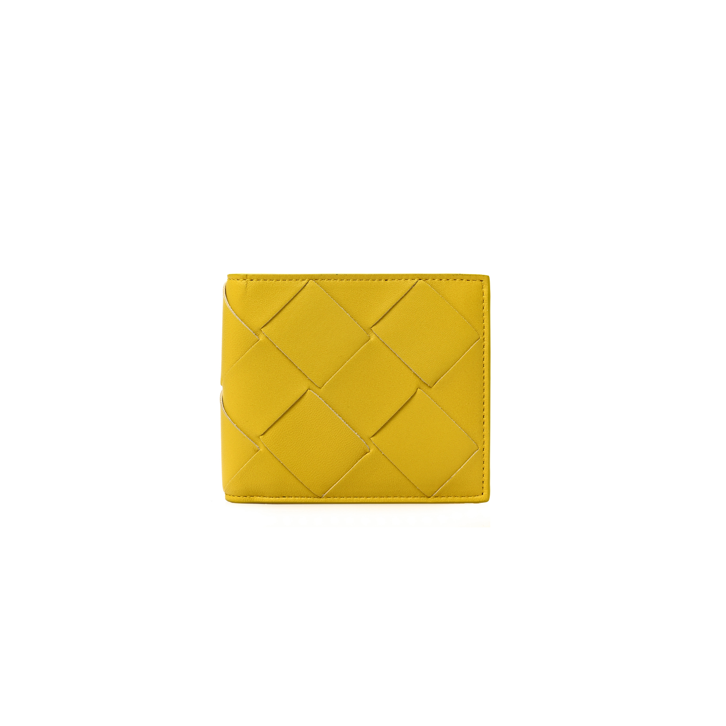 BOTTEGA VENETA NAPPA MAXI INTRECCIATO BI FOLD WALLET BUTTERCUP  (11*10*2cm)