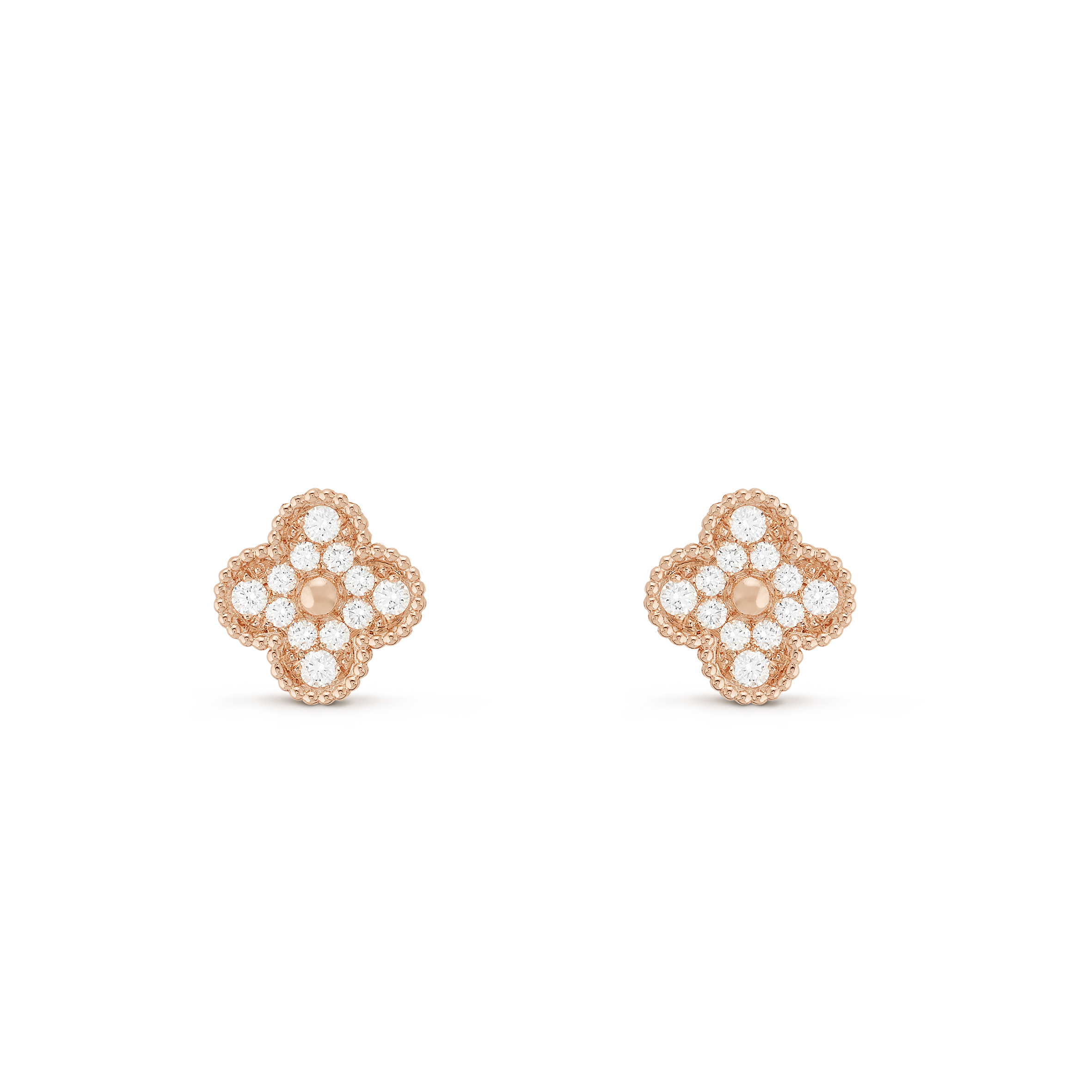 VAN CLEEF ARPELS VINTAGE ALHAMBRA EARRINGS - ROSE GOLD, DIAMOND  VCARP2R500