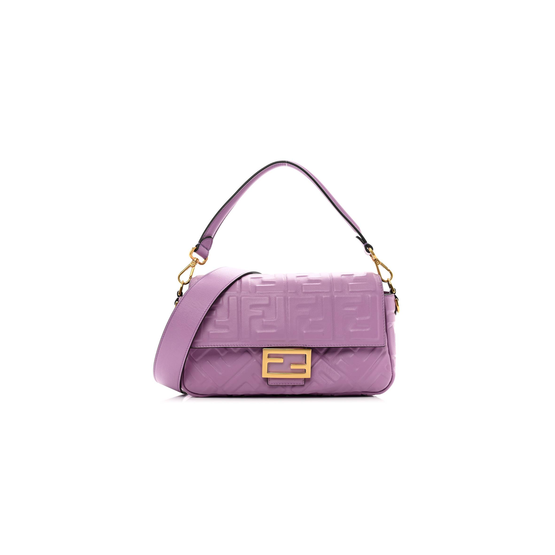 FENDI NAPPA FF 1974 EMBOSSED BAGUETTE AGAPANTO (26*14*6cm)