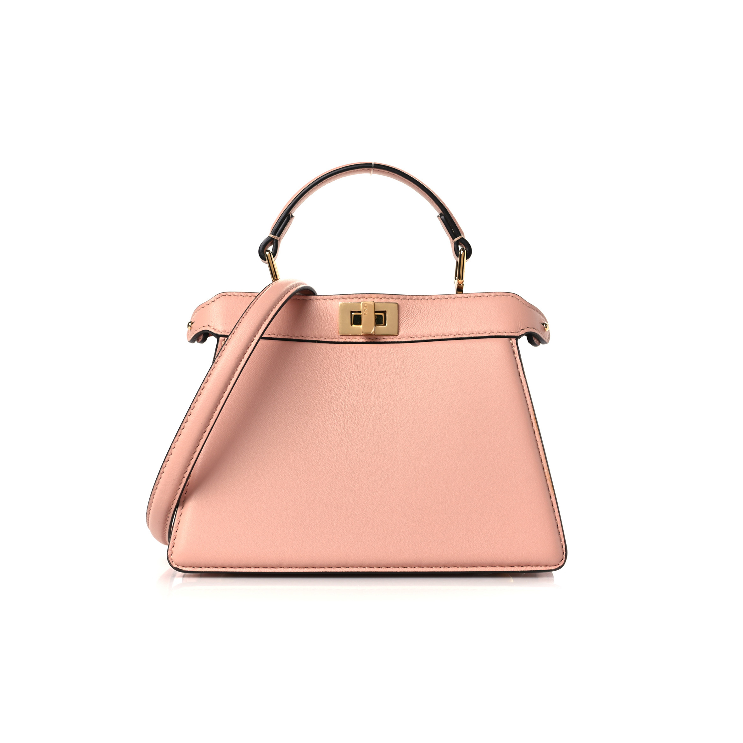 FENDI SHINY NAPPA PETITE PEEKABOO I SEE U SATCHEL BABY PINK (20*15*11cm)