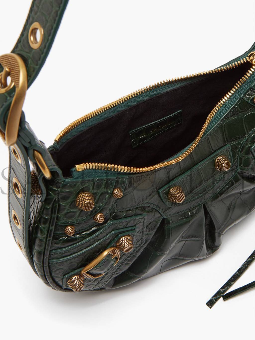 BALENCIAGA GREEN CAGOLE XS CROC-EFFECT LEATHER SHOULDER BAG MATCHESFASHION US (25.4*14*6cm)