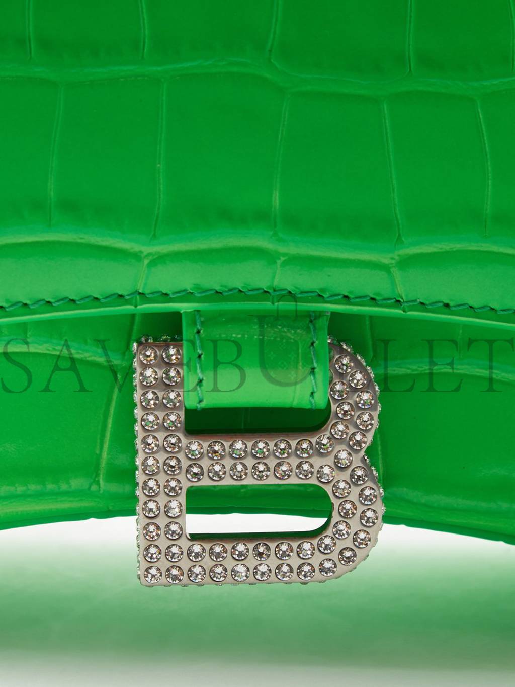 BALENCIAGA GREEN HOURGLASS XS CROCODILE-EFFECT LEATHER BAG  MATCHESFASHION US (19*12.5*8cm)