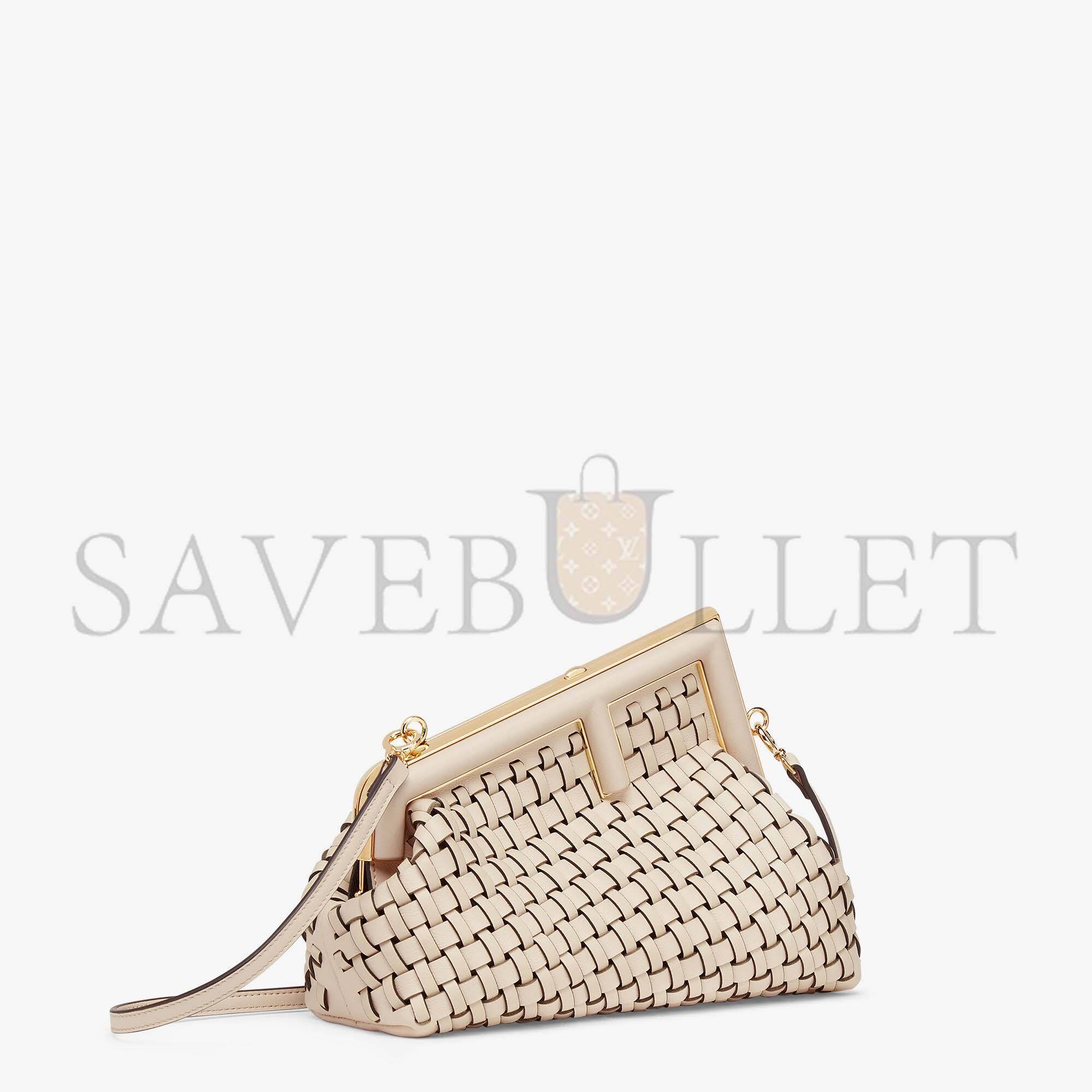 FENDI FIRST SMALL - BEIGE BRAIDED LEATHER BAG 8BP129ALOXF19PN (26*18*9.5cm)