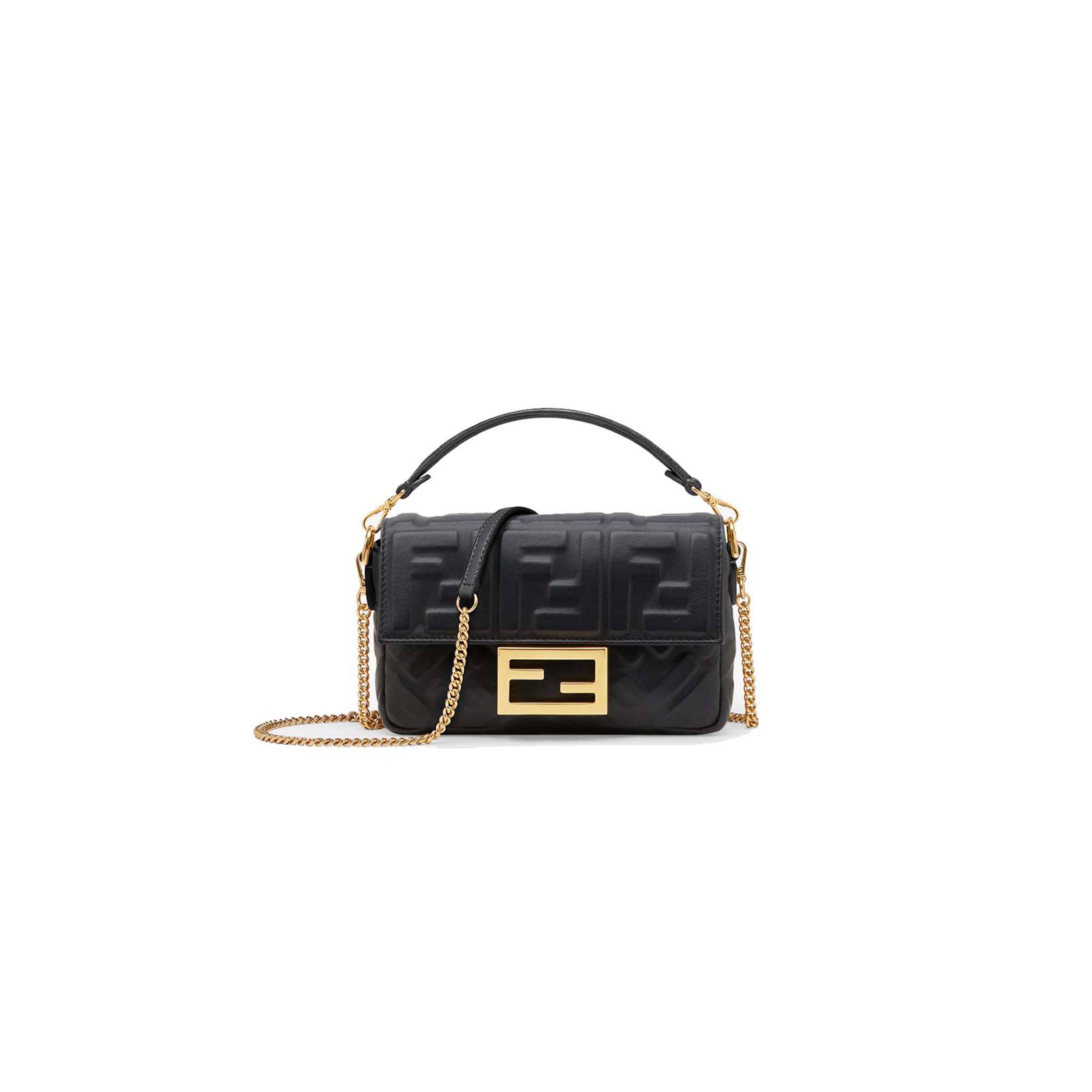 FENDI BAGUETTE MINI - BLACK LEATHER BAG 8BS017A72VF15ZW (19*11.5*4cm)