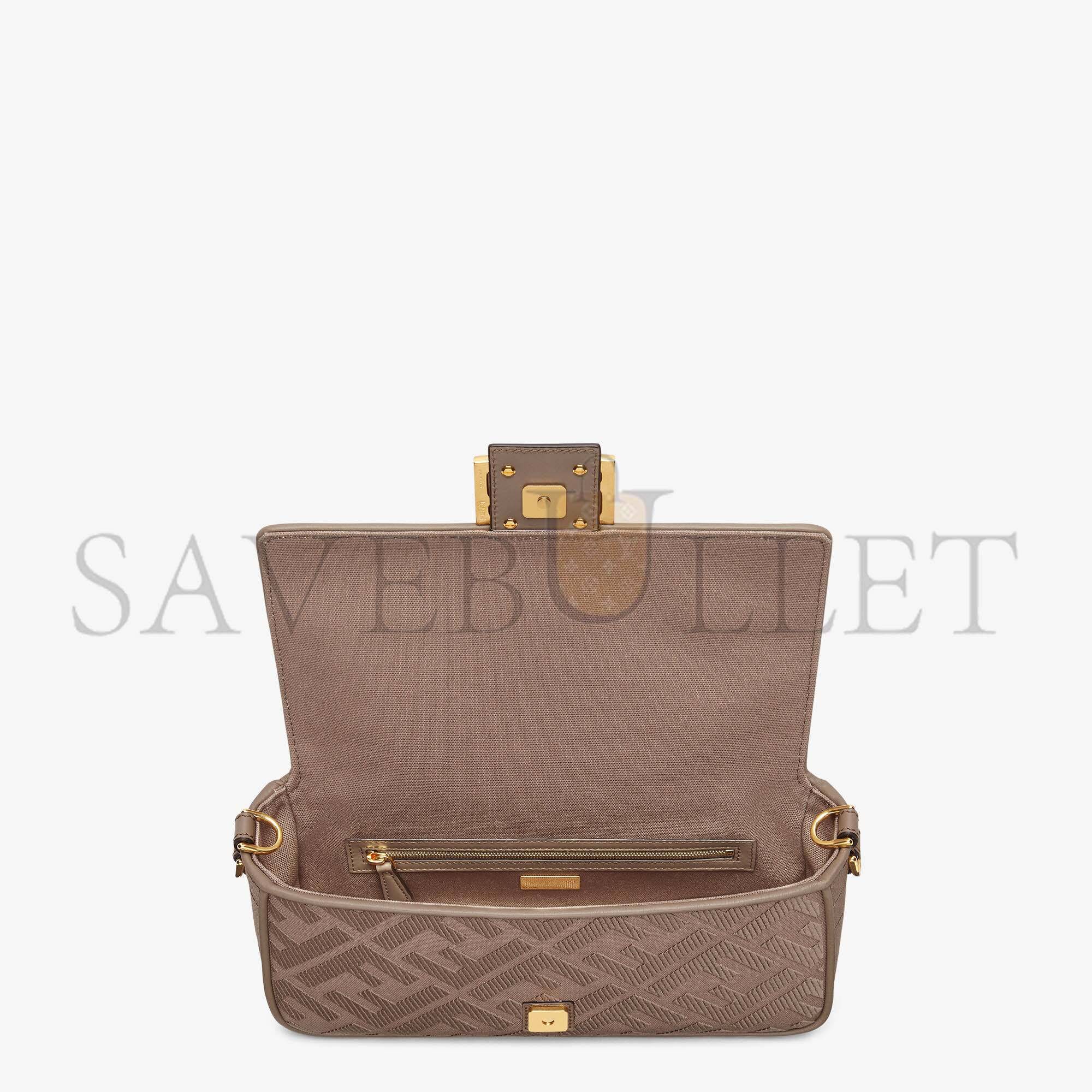 FENDI BAGUETTE - GRAY FF CANVAS BAG 8BR600AC9OF1F7M (27*15*6cm)