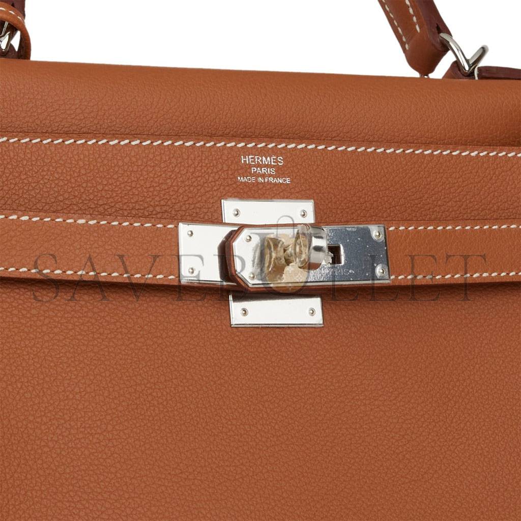 HERMES KELLY RETOURNE 28 GOLD EVERCOLOR PALLADIUM HARDWARE  (28*22*10cm)