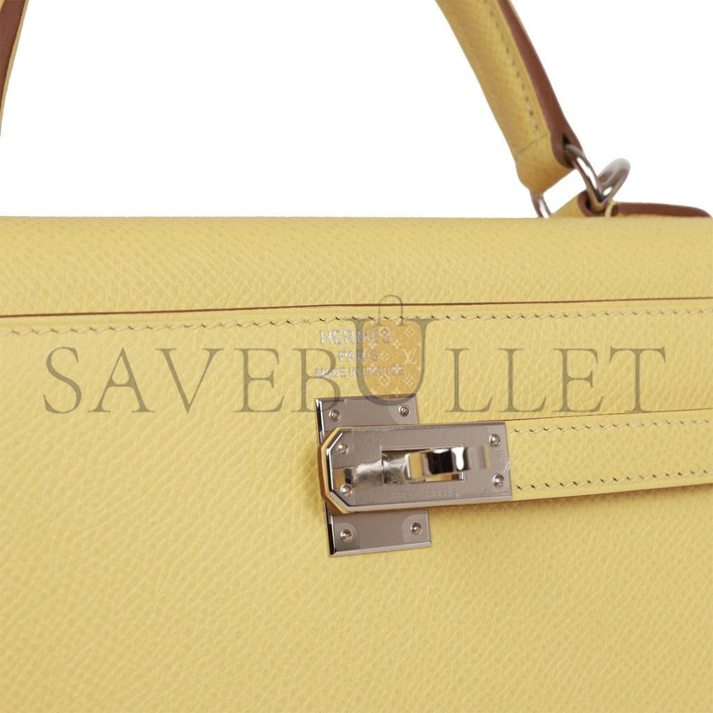 HERMES KELLY SELLIER 25 JAUNE POUSSIN EPSOM PALLADIUM HARDWARE   (25*17*7cm)