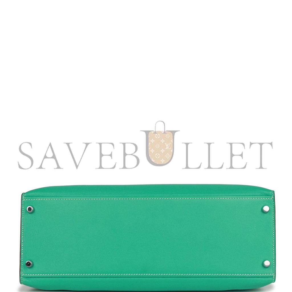 HERMES KELLY FLAT 35 LAGOON SWIFT PALLADIUM HARDWARE (35*25*14cm)