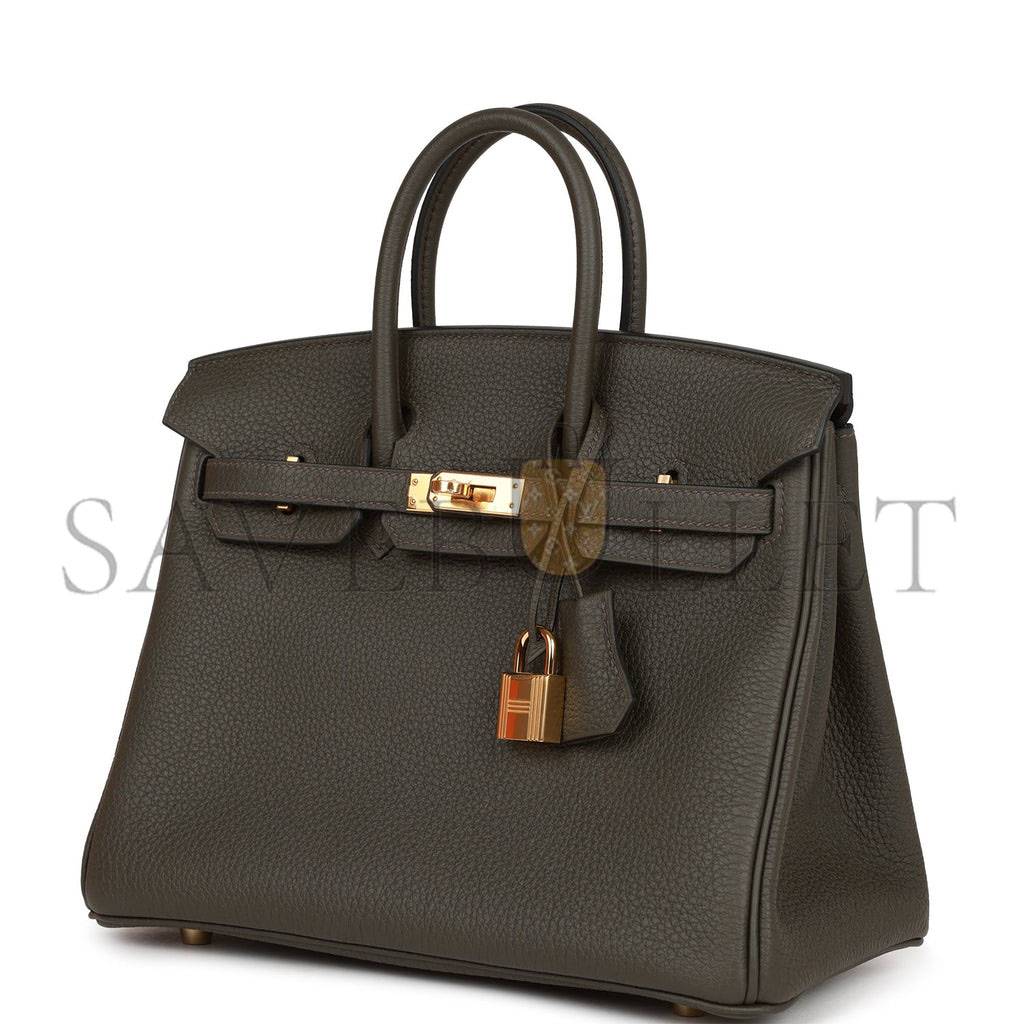 HERMES BIRKIN 25 VERT DE GRIS TOGO GOLD HARDWARE HANDMADE (25cm)