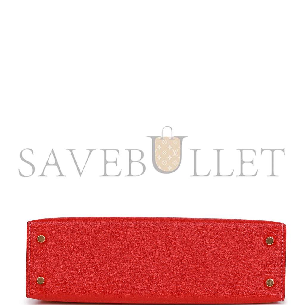 HERMES SPECIAL ORDER (HSS) KELLY MINI SELLIER 20 ROUGE DE COEUR AND ROSE LIPSTICK CHEVRE PERMABRASS HARDWARE (19*12*5.5cm)