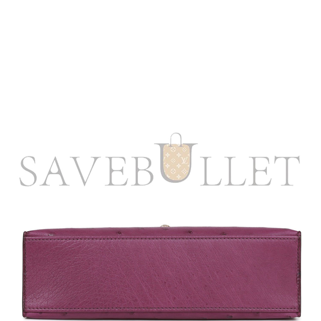 HERMES KELLY POCHETTE ANEMONE OSTRICH PERMABRASS HARDWARE  (22*12*13cm)