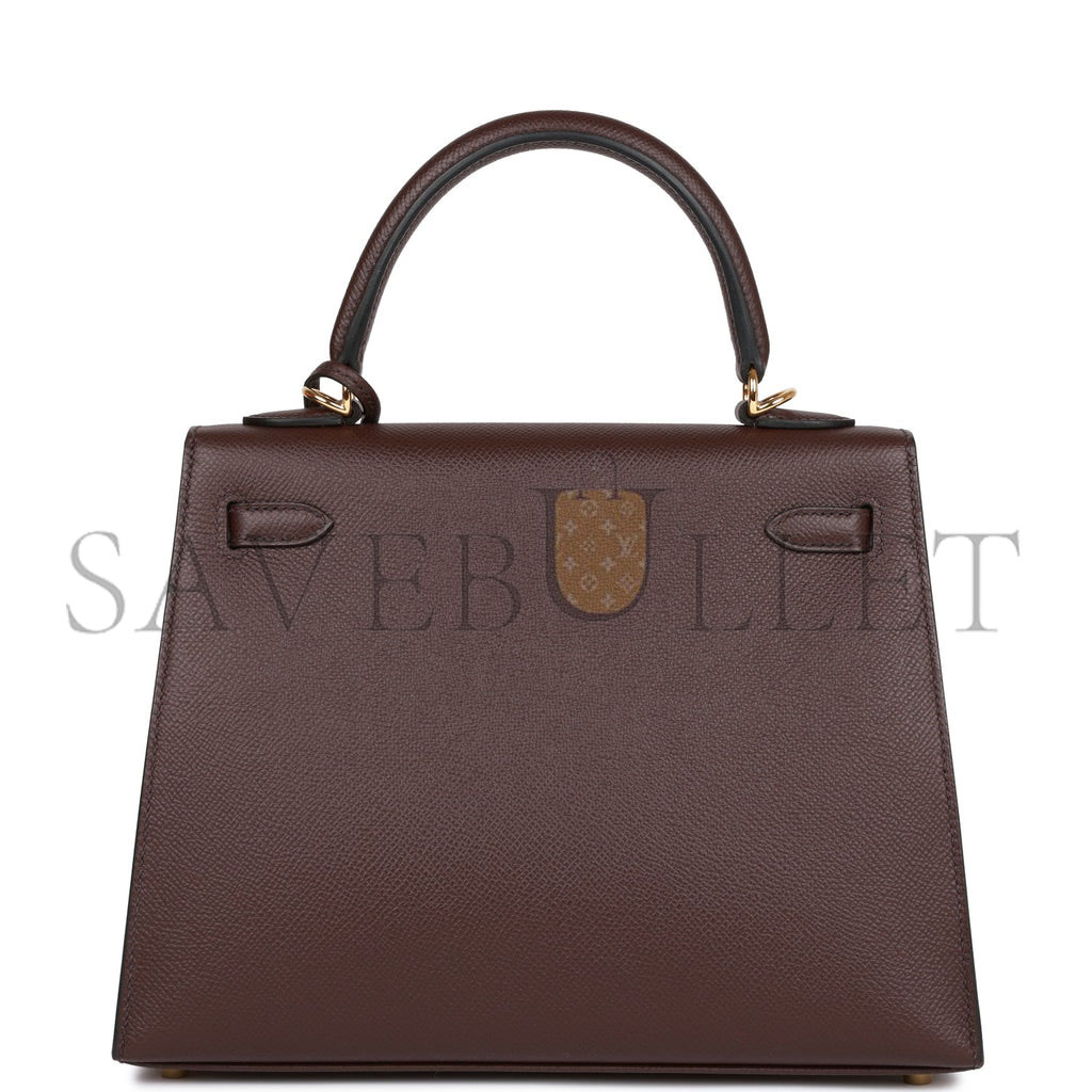 HERMES KELLY SELLIER 25 ROUGE SELLIER EPSOM GOLD HARDWARE HANDMADE  (25*17*7cm)