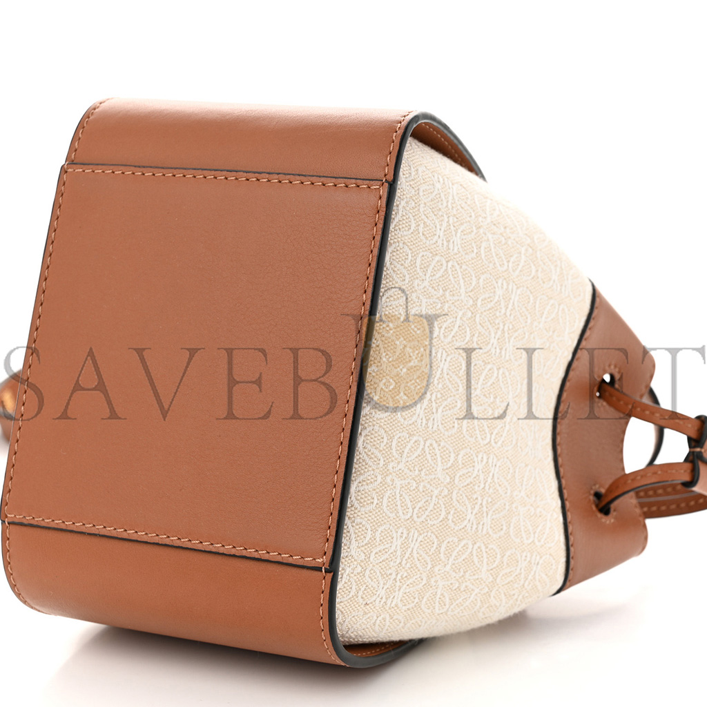 LOEWE CALFSKIN CANVAS MINI HAMMOCK SHOULDER BAG NATURAL TAN (19*17*10cm)