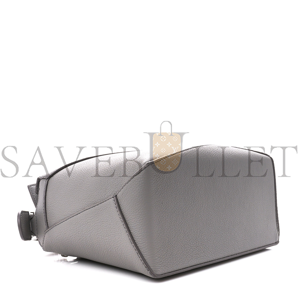 LOEWE SOFT GRAINED CALFSKIN SMALL PUZZLE EDGE BAG PEARL GREY (24*16.5*10.5cm)