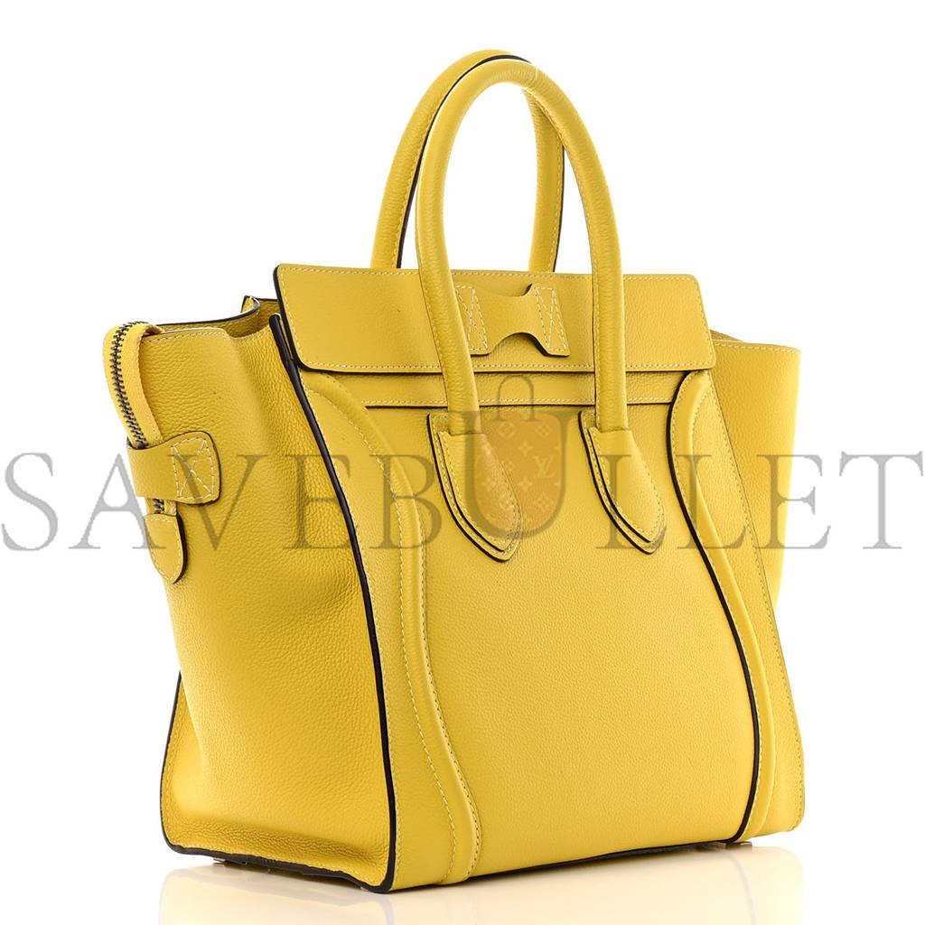 CELINE DRUMMED CALFSKIN MINI LUGGAGE CITRON (30*29*17cm)