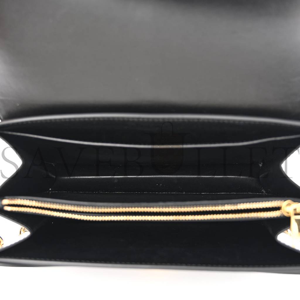 CELINE SATINATED CALFSKIN 16 CHAIN BAG BLACK (23*14*7cm)