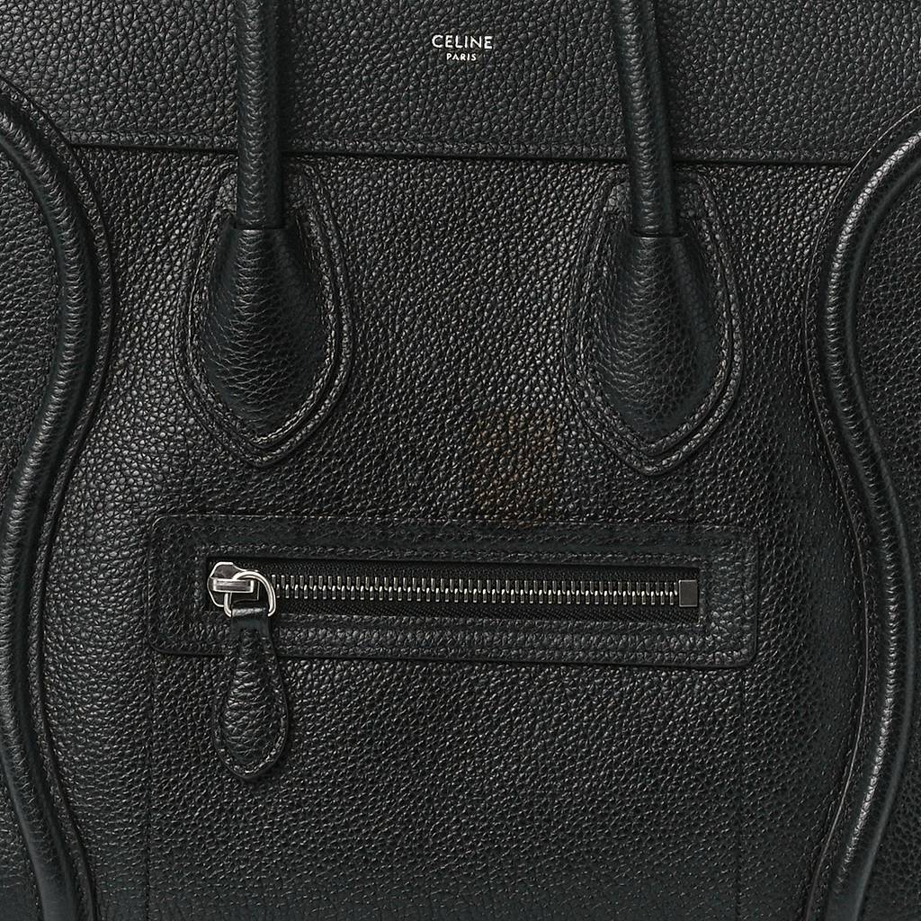 CELINE DRUMMED CALFSKIN MICRO LUGGAGE BLACK (20*20*10cm)