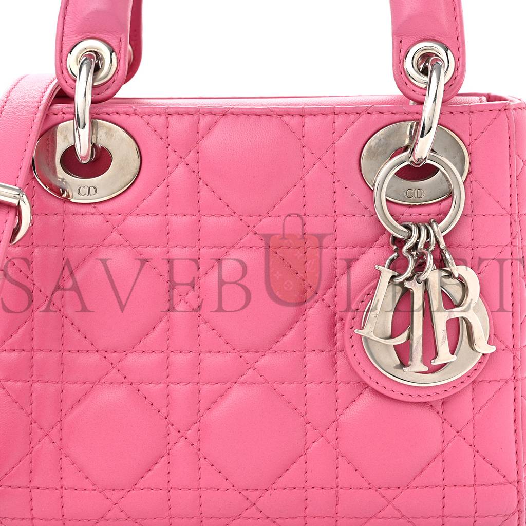 DIOR LAMBSKIN CANNAGE MINI LADY DIOR SORBET (17*15*7cm)