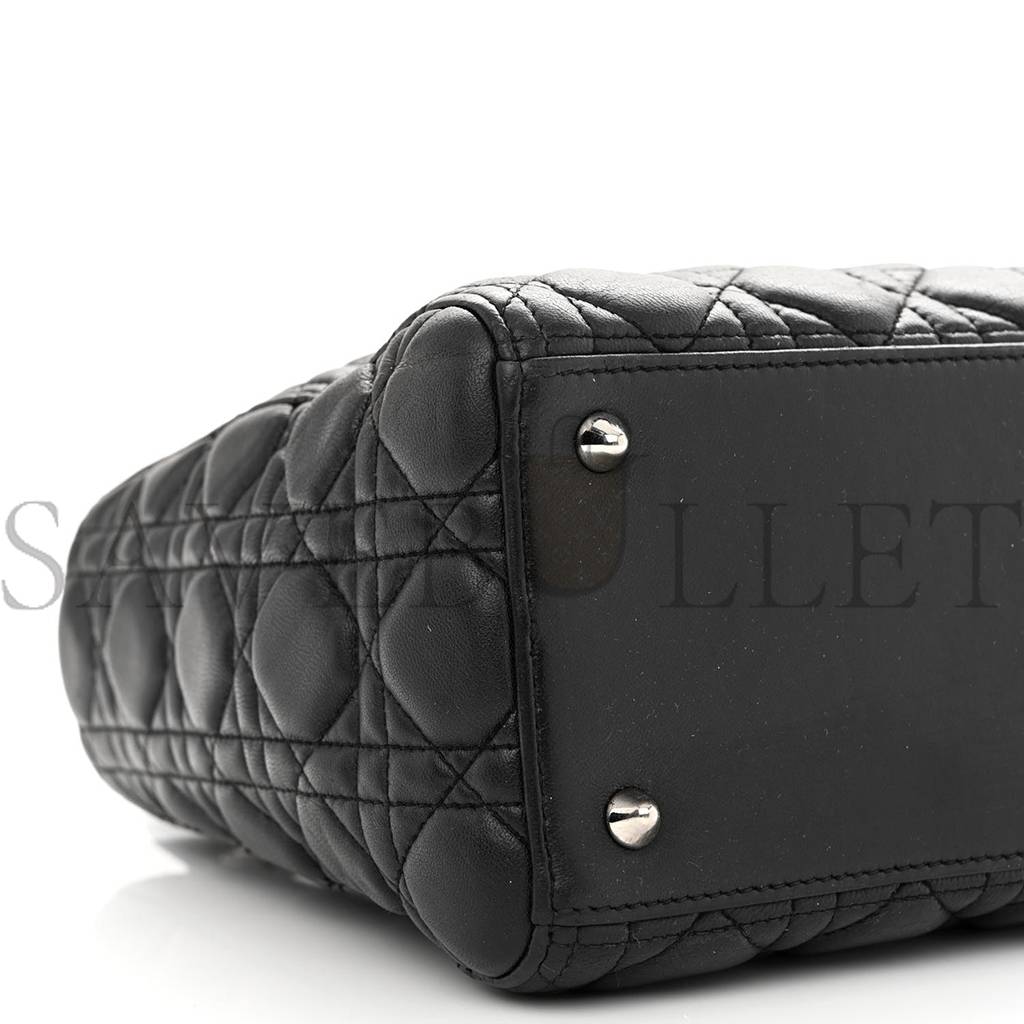 DIOR LAMBSKIN CANNAGE MEDIUM LADY DIOR BLACK (23*20*11.4cm)