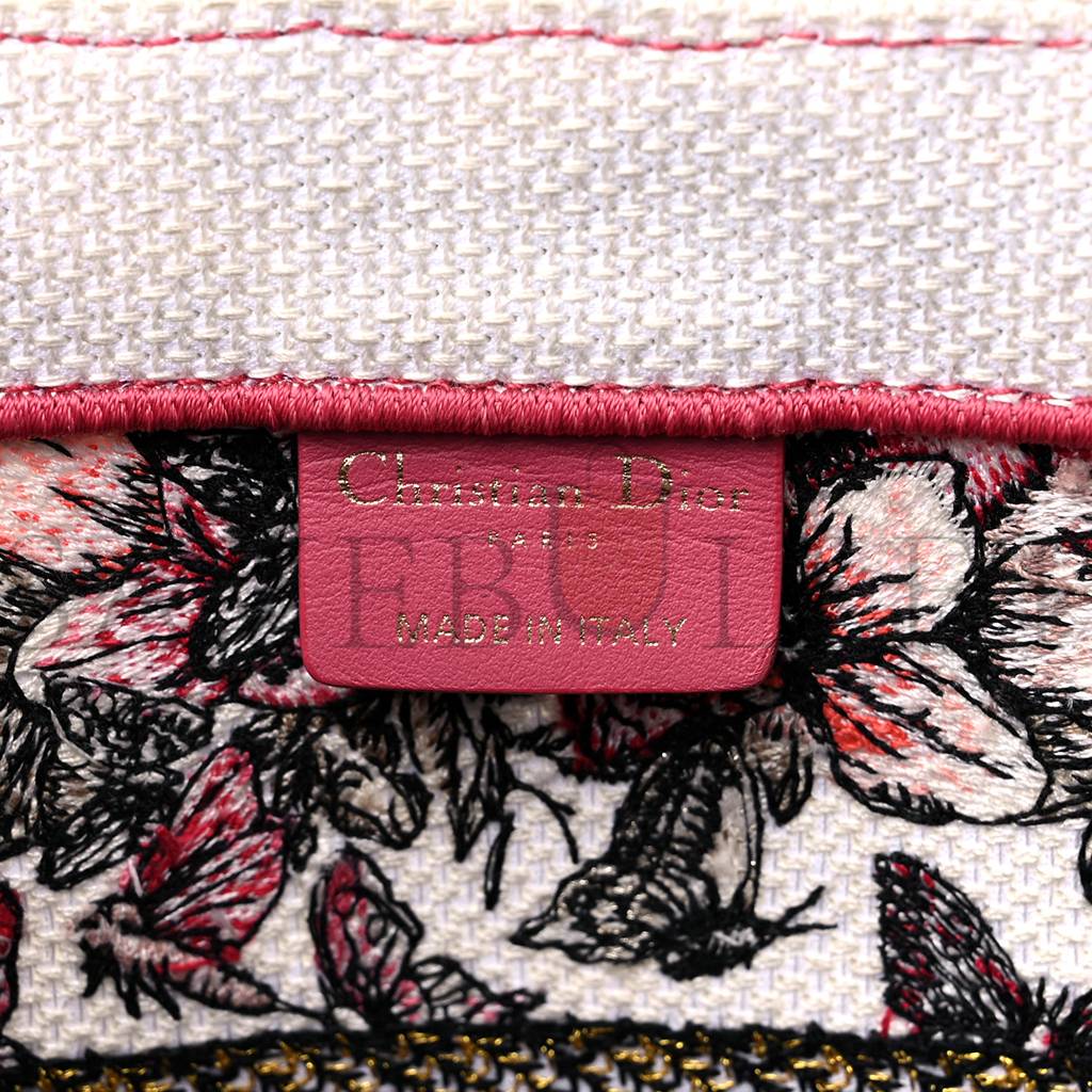 DIOR CANVAS EMBROIDERED MEDIUM BUTTERFLY PRINT BOOK TOTE MULTICOLOR (36*26*17.1cm)