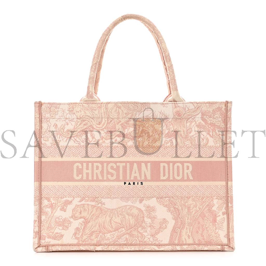 DIOR CANVAS TOILE DE JOUY EMBROIDERED MEDIUM BOOK TOTE PINK (36*27*16.5cm)