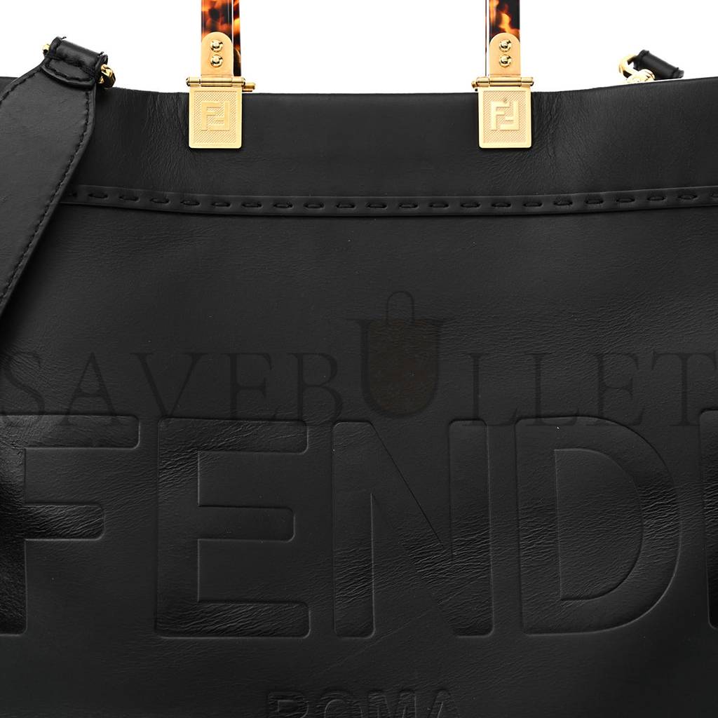 FENDI VITELLO KING PLEXIGLASS MEDIUM FENDI SUNSHINE SHOPPER TOTE BLACK (36*30*17cm)